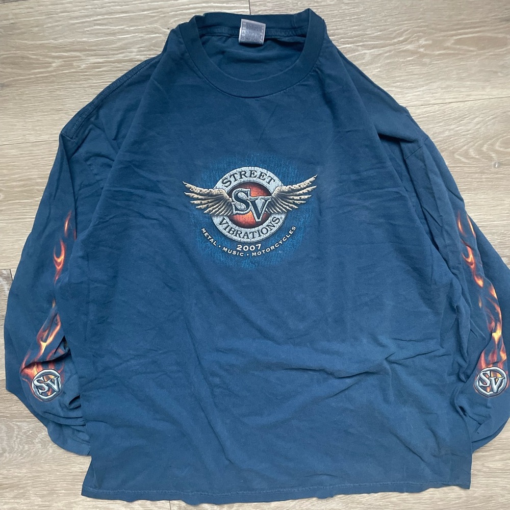 2007 Street Vibrations Blue Cotton Long Sleeve